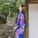 パープル 花柄 浴衣 着物 レディース YUKATA ゆかた 浴衣 作り帯 和服 フリーサイズ レトロ オシャレ 櫻 夏祭り お出かけ 花火大会 盆踊り 文化祭...