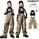 キッズ ダンス衣装 セットアップ ヒップホップ チアガール ブラック トップス 迷彩柄 ズボン 子供服 HIPHOP JAZZ 女の子 ガールズ ジャッズ カジ...