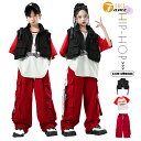 キッズダンス衣装 セットアップ 半袖Tシャツ ベスト カーゴパンツ K-POP ジャッズ 男の子 女の子 ヒップホップ チアガール カジュアル 舞台衣装 スポー...