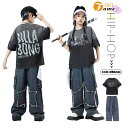 ダンス衣装 セットアップ ブラック 半袖 Tシャツ デニム ズボン ジーンズ キッズ ヒップホップ チアガール 子供服 HIPHOP JAZZ 男の子 女の子 ...