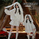 リンクコーデ 親子 秋冬 セットアップ ボアコート 可愛い ボアジャケット 裏ボア フリース 白トップス フード付き 耳付き ママと娘 お揃い スカート 親子ペ...