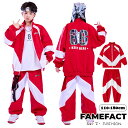 キッズダンス衣装 ヒップホップ ウインドブレーカー 赤白 子供ダンス服 長袖 ジャケット ファスナー ジャージ スポーツウエア かっこいい ユニセックス ダンス...