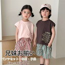 子供服 キッズ 兄妹お揃い ペアルック スポーツウェア 綿 女の子 男の子 娘 息子 シャツ パンツ 上下セット ベビー 夏服 ビーチウエア 旅行 おしゃれ 可...