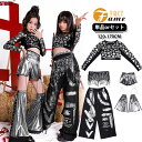 キッズダンス衣装 ガールズ ステージ衣装 ヒップホップ シルバー セットアップ トップス 長袖 星柄 シアー素材 メッシュ スパンコール フリンジ付き パンツorスカート パフォーマンス 原宿系 韓国風 衣装セット 女の子 ユニット イベント 120-170cm