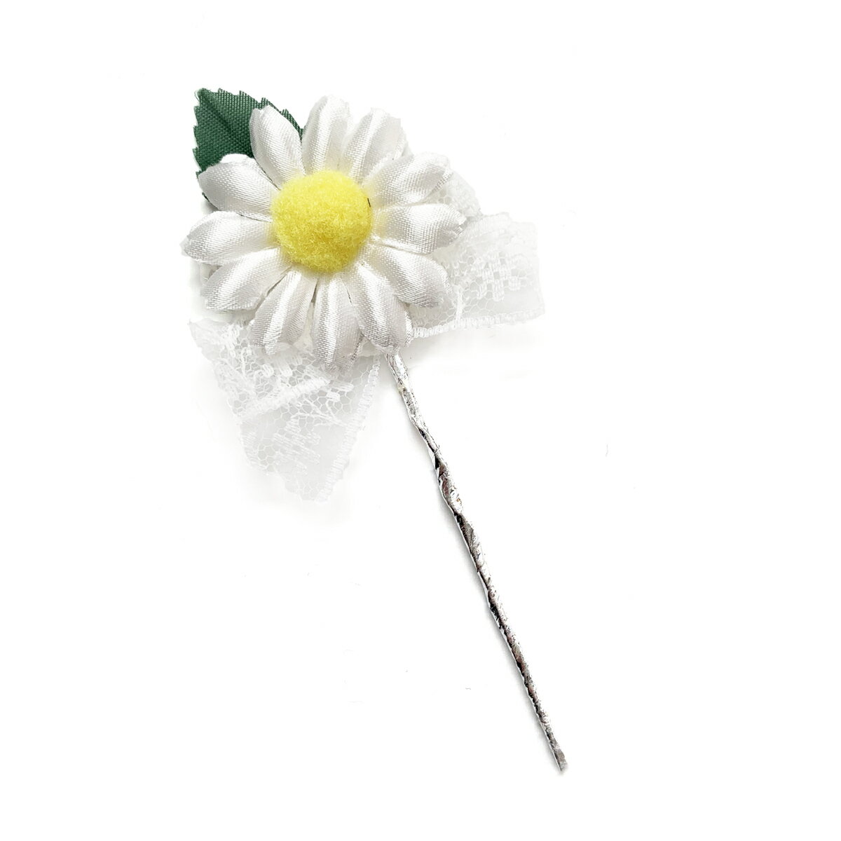 造花 ギフト フラワーブーケ マーガレットリーフリボン付 花束になったラッピングツール&ケーキピック