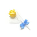 造花 ギフト フラワーブーケ 黄色のバラ1輪 チュールリボン「父の日」