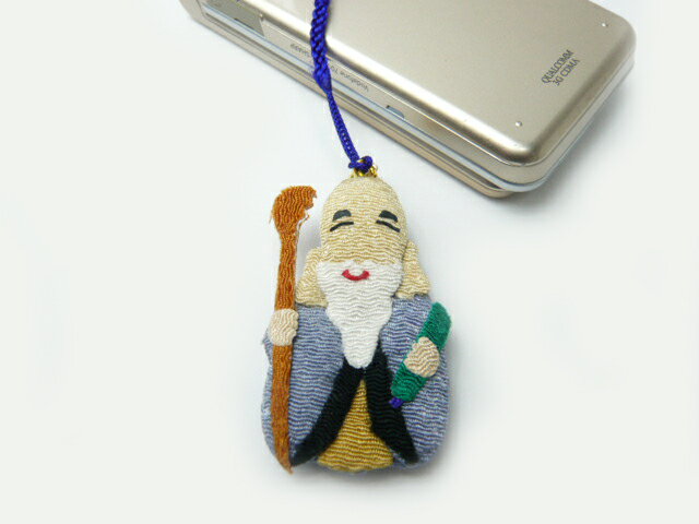 携帯ストラップ ちりめん 七福神福禄寿 日本の縁起物 和小物