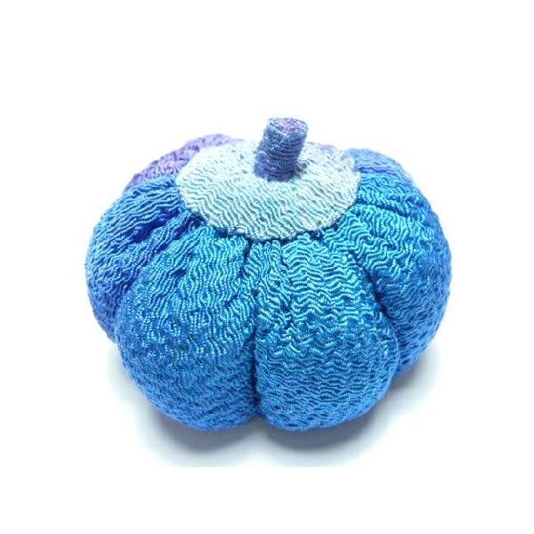 ちりめんお手玉 かぼちゃ 青 インテリアにもなるちりめん細工 昔の遊びを伝えよう