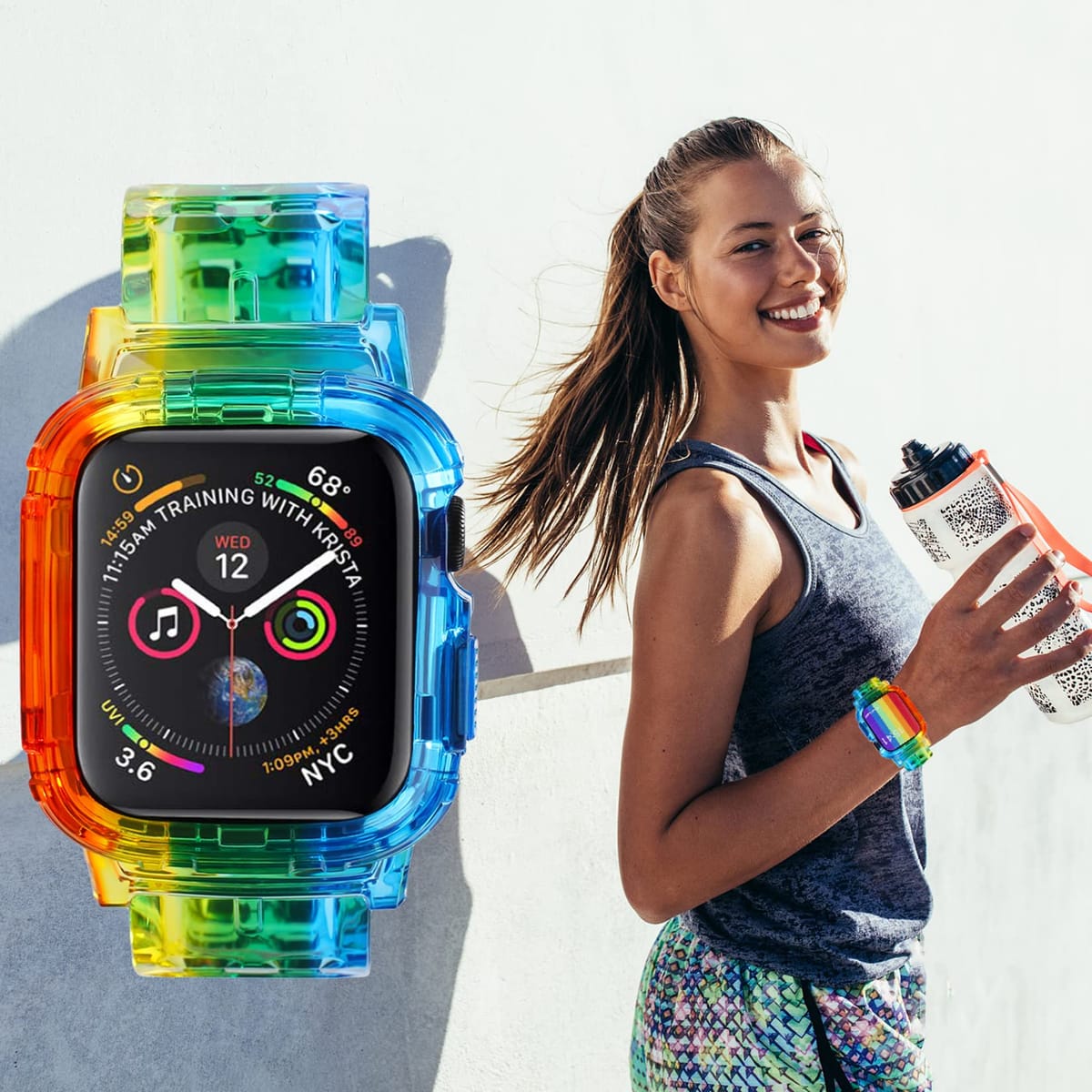 SEARME TREND Apple Watch 44mm 42mm 45mm 38mm 40mm 41mm用 バンパーケース付き レディース メンズ キュートなクリスタル保護スポーツストラップ Apple Watch SEおよびiWatchバンドシリー