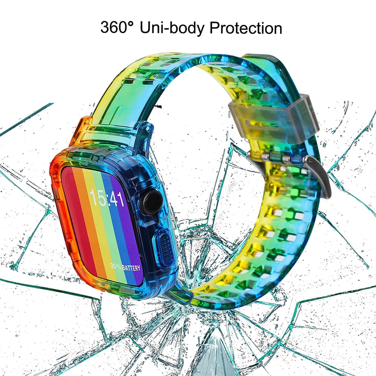 SEARME TREND Apple Watch 44mm 42mm 45mm 38mm 40mm 41mm用 バンパーケース付き レディース メンズ キュートなクリスタル保護スポーツストラップ Apple Watch SEおよびiWatchバンドシリー