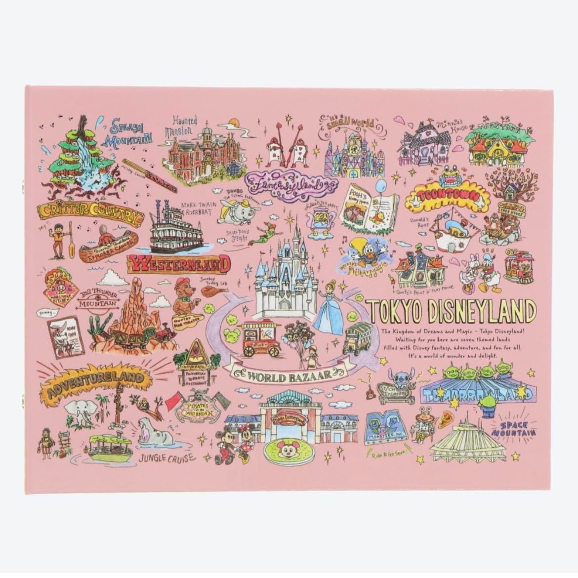 サイン帳 ペン付き ノート フォトポケット付き ファンマップ柄 手書き風 アート 手描き風 東京ディズニーリゾート ミッキー＆フレンズ TDRのサムネイル