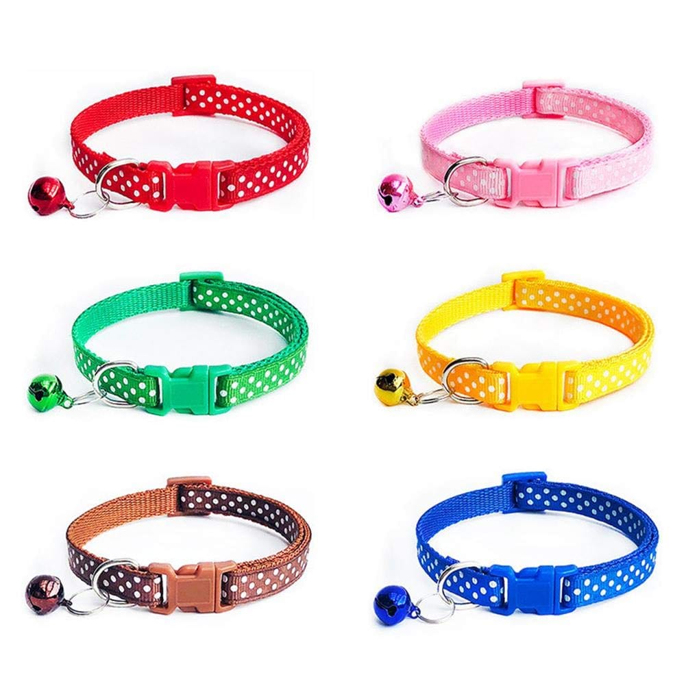 犬の首輪猫の首輪猫と犬とベルドットパターンバックル安全クイックリリース、再利用可能な調整可能な6と識別