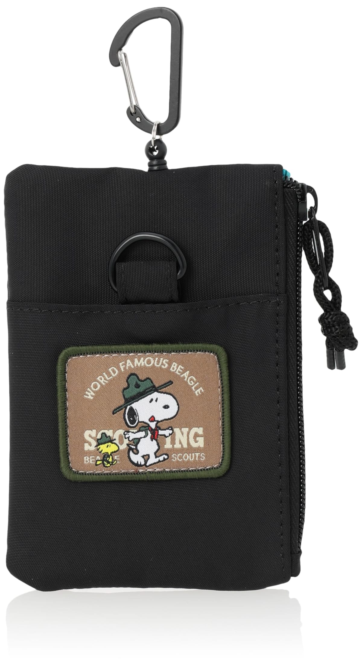 [スヌーピー] パスケース 定期入れ パスポーチ 小物入れ 縦型 多機能 リール カラビナ 環境に優しい R-PET生地 通学 通勤 レディース メンズ 高校生 中学生 小学生 yaksn-048