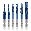 6パック コンビネーション ドリル&タップビットセット スクリュータッピング 6サイズ メートルねじ M3 M4 M5 M6 M8 M10 ナノブルーコーティン...