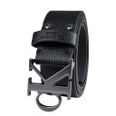 Calvin Klein メンズ カジュアル CK モノグラム カットアウト バックルベルト, ロゴ ブラック, Medium (34-36)