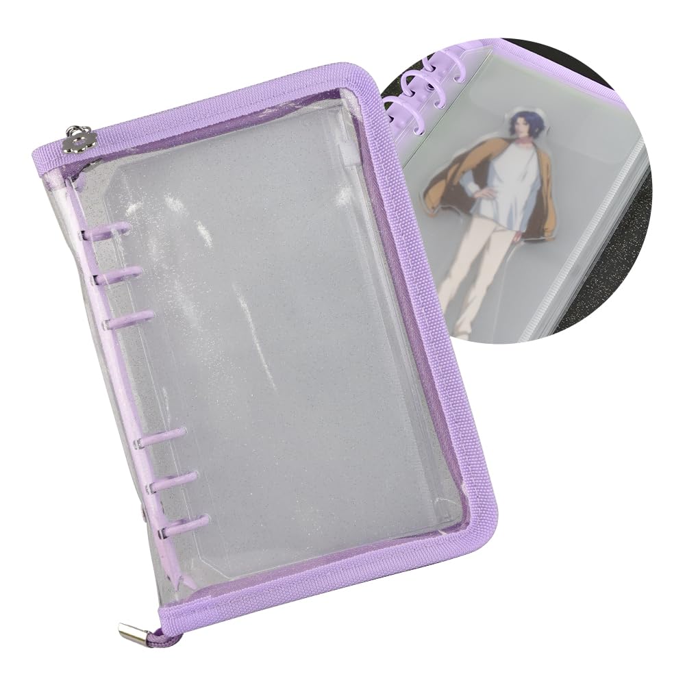 アクスタファイル A6 6穴 リフィル付 パープル色 ファスナー付き アクスタケース アクスタケース持ち運び