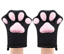 オーブンミット 猫デザイン 耐熱 クッキンググローブ キルトコットン裏地 - 耐熱 鍋つかみ グローブ グリル&ベーキンググローブ BBQオーブングローブ キッ...