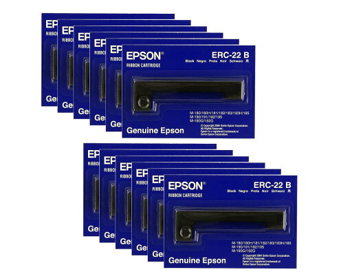 エプソン 純正Epson ( erc-22b ) 12パックブラックリボンカートリッジfor : M - 180、m-181、m-183、m-185 ( e65103 ) エプソン 純正Epson ( erc-22b ) 12パックブラックリボンカートリッジfor : M - 180、m-181、m-183、m-185 ( e65103 )