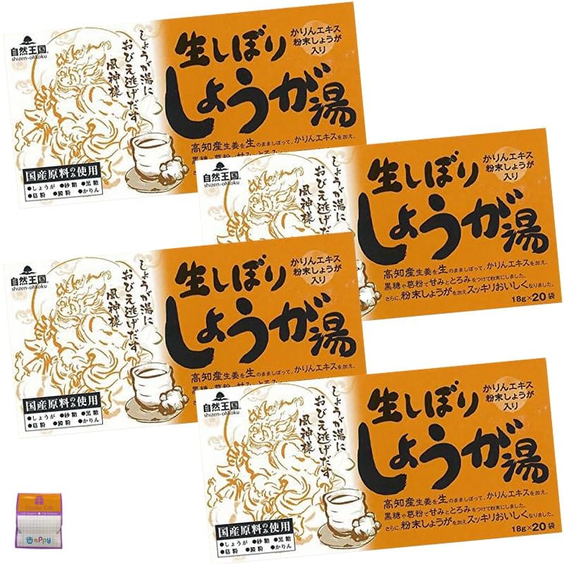 【4箱セット】自然王国 生しぼりしょうが湯 18g×20袋×4箱（80袋）高知県産生姜 ちょっとギフト付