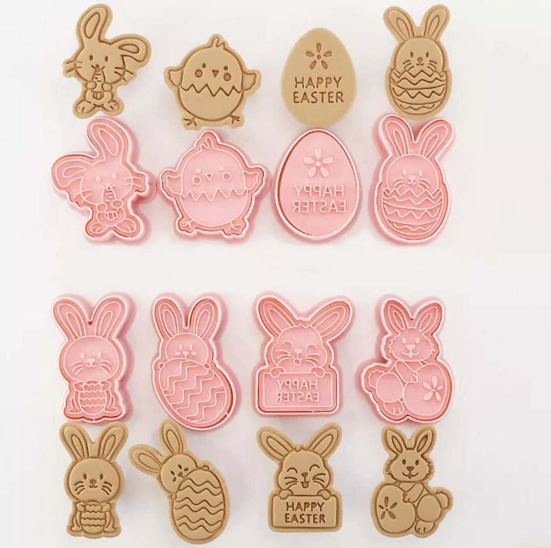 EMILY'S SHOP 食品衛生法適合品 クッキー型 動物 8個セット 可愛い クッキーカッター プラスチック クッキー抜型 製菓道具 お菓子作り 抜き型 手作り プレゼント (イースター)