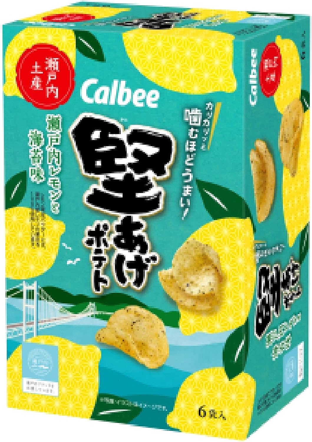 中四国限定　瀬戸内土産　カルビー Calbee 堅あげポテト　瀬戸内レモンと海苔味　ポテトチップス　90g（15gx6袋）のサムネイル