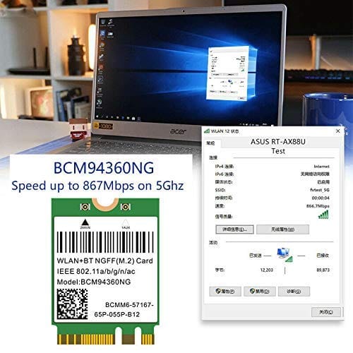 プラグ & プレイ ハッキントッシュ M.2 NGFF WLAN BCM94360NG 802.11ac Bluetooth 4.0 WiFiカード PC Catalina Mac OS用 ネイティブサポート macOS AirDrop Continui 3