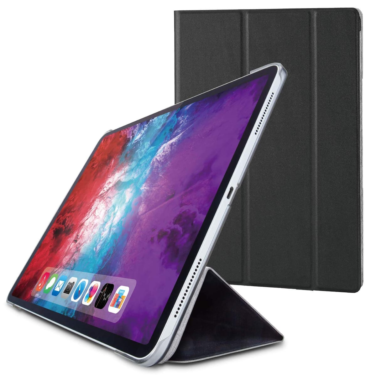エレコム iPad Pro 12.9 第4世代 (2020年) ケース オートスリープ対応 2アングル 背面クリア ソフトレザー ブラック TB-A20PLWVBK