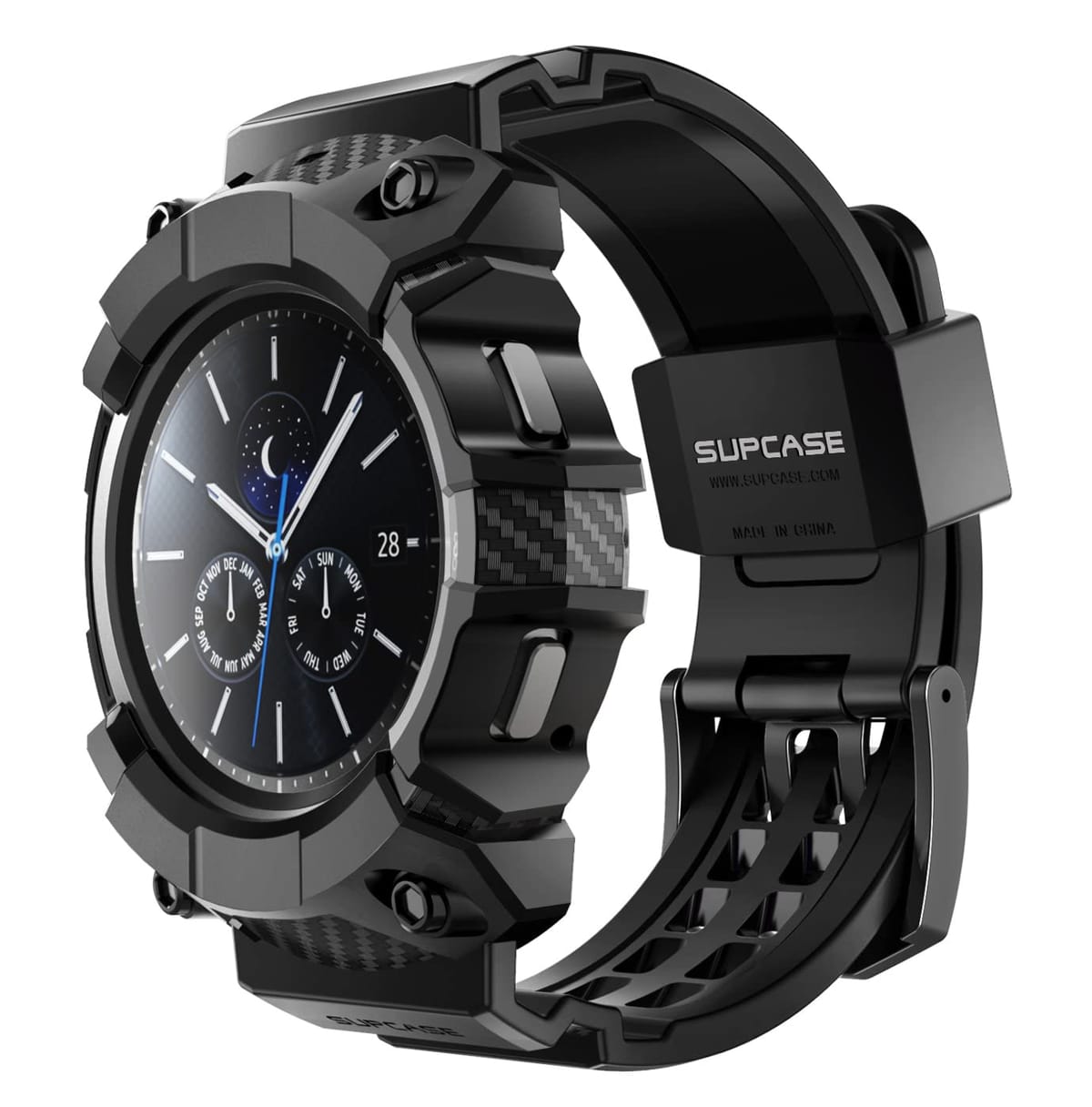 SUPCASE  シリーズケース Galaxy Watch 4用  2021年発売 頑丈な保護ケース ストラップバンド付き (ブラック)