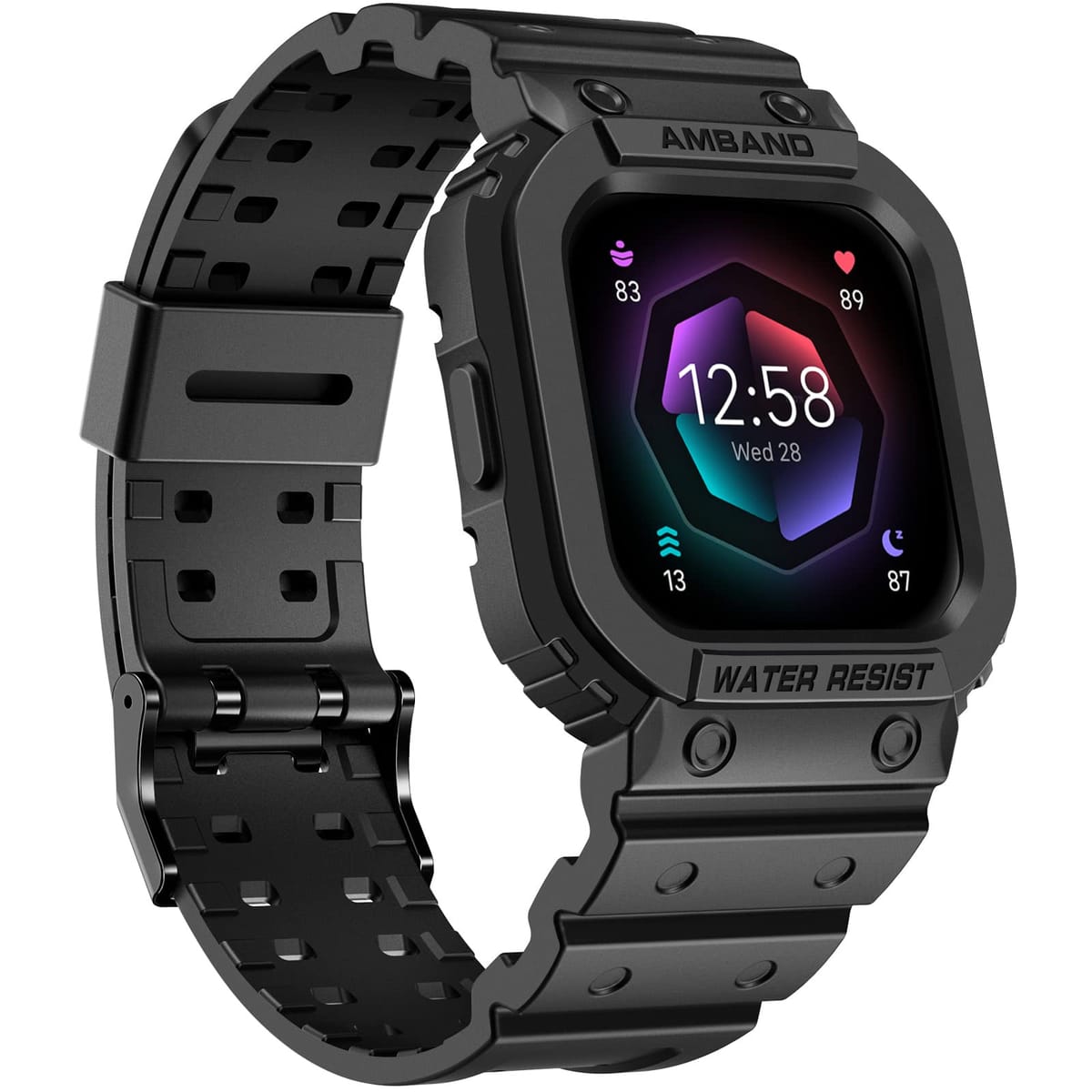 amBand Fitbit Versa 3バンド Versa 2バンド 女性用 男性用 保護交換用ストラップケースバンド プロテクターアクセサリー Versa 3/2/1/Lite スマートウォッチリストバンド用 (ブラック)