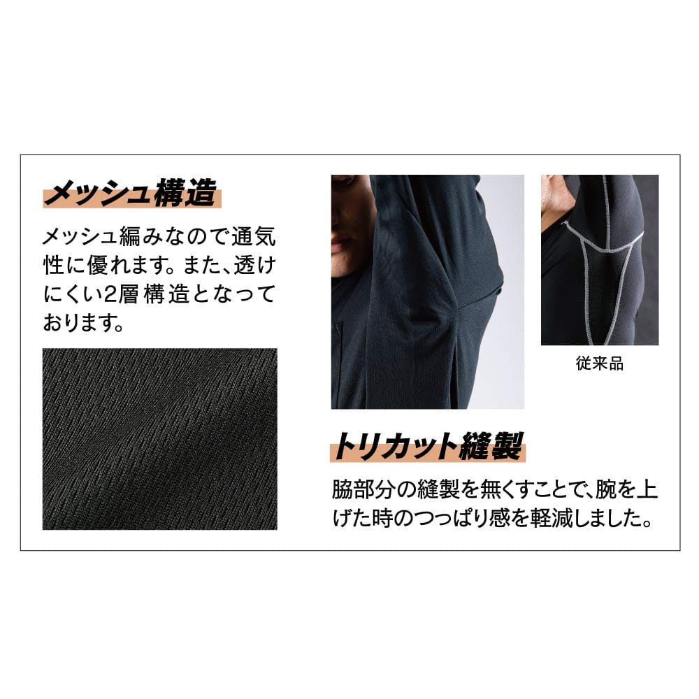 おたふく手袋(Otafuku Glove) 夏用インナー 半袖 丸首 デュアルメッシュ [吸汗速乾 消臭 メッシュ ストレッチ メンズ] JW-601 ブルーxネイビー M