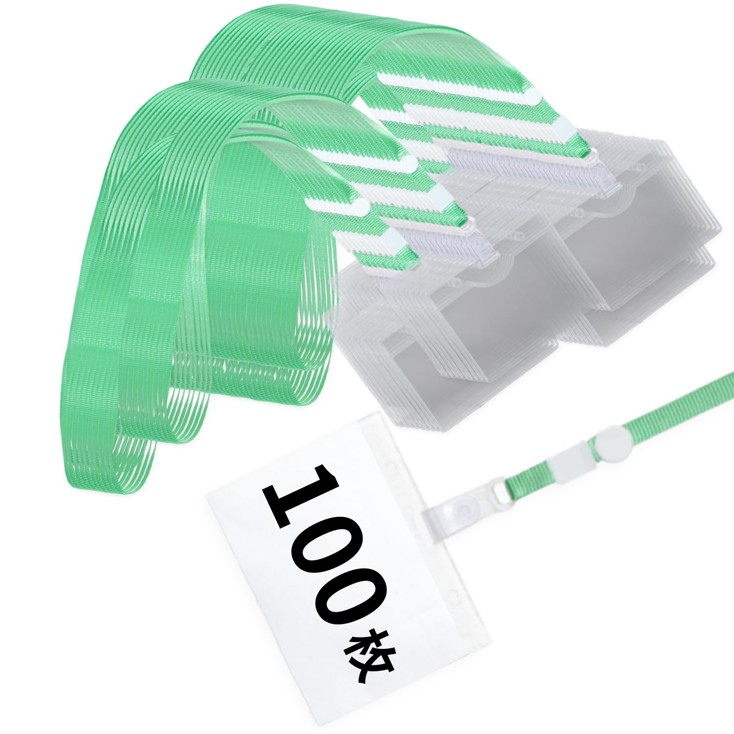 [bokobon(ボコボン)] ネームホルダー 名札ケース 名札ホルダー 首下げ 首掛け 5色x30～91枚セット クリ..