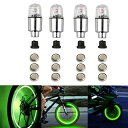 WINVIN 4個 LEDホイールライト 自転車タイヤバルブステム ネオンライト電球 車 オートバイ タイヤダストキャップ 安全 防水 モーションアクティベート スポークフラッシュステムキャップアクセサリー
