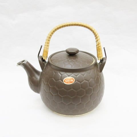 煎じ用土びん 亀甲土瓶 (高級耐熱) 1．5リットル 茶色