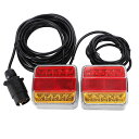 マグネット式 12V LED テールランプ 7ピン 7局 カプラー ライト ウインカー トレーラー ヒッチメンバー ブレーキランプ 汎用品 (左右セット)