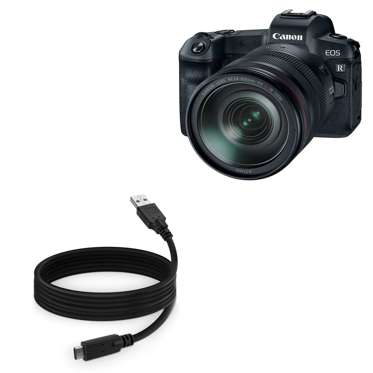 BoxWave ケーブル Canon EOS R - DirectSync - USB 3.0 A - USB 3.1 Type C USB C 充電 同期ケーブル Canon EOS R - 6フィート - ブラック