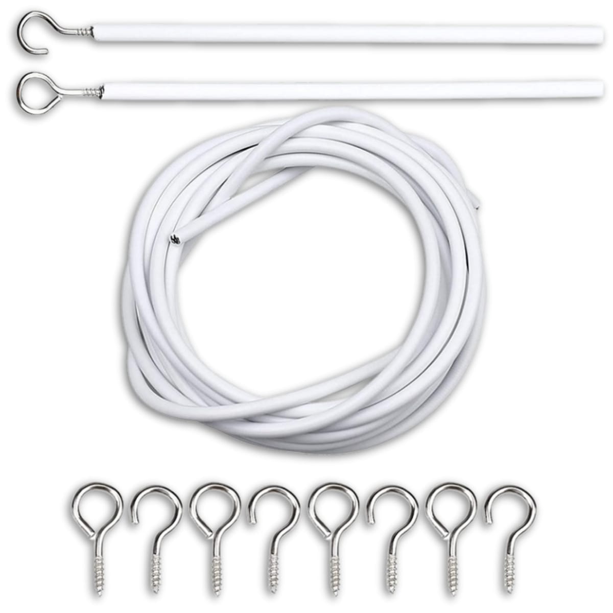 [HYmish] カーテンワイヤー カーテンロープ レール セット ネジ フック 簡単 取付 白 5m