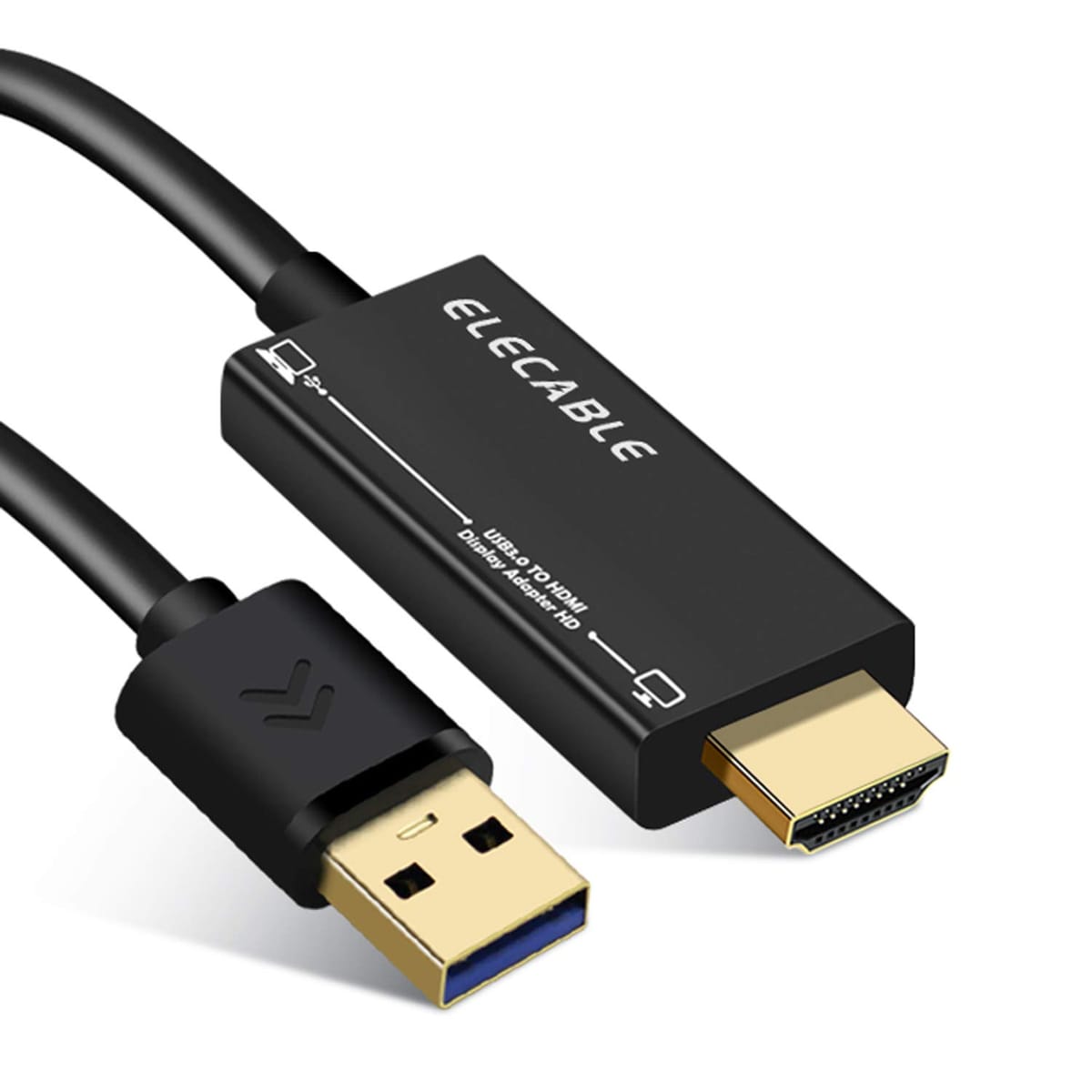 ELECABLE USB - HDMIアダプターケーブル 10フィート Mac OS Windows 11/10/8/7用 USB 3.0 - HDMI オス HD 1080P モニター ディスプレイ オーディオ ビデオ コンバーター コード (10フィ