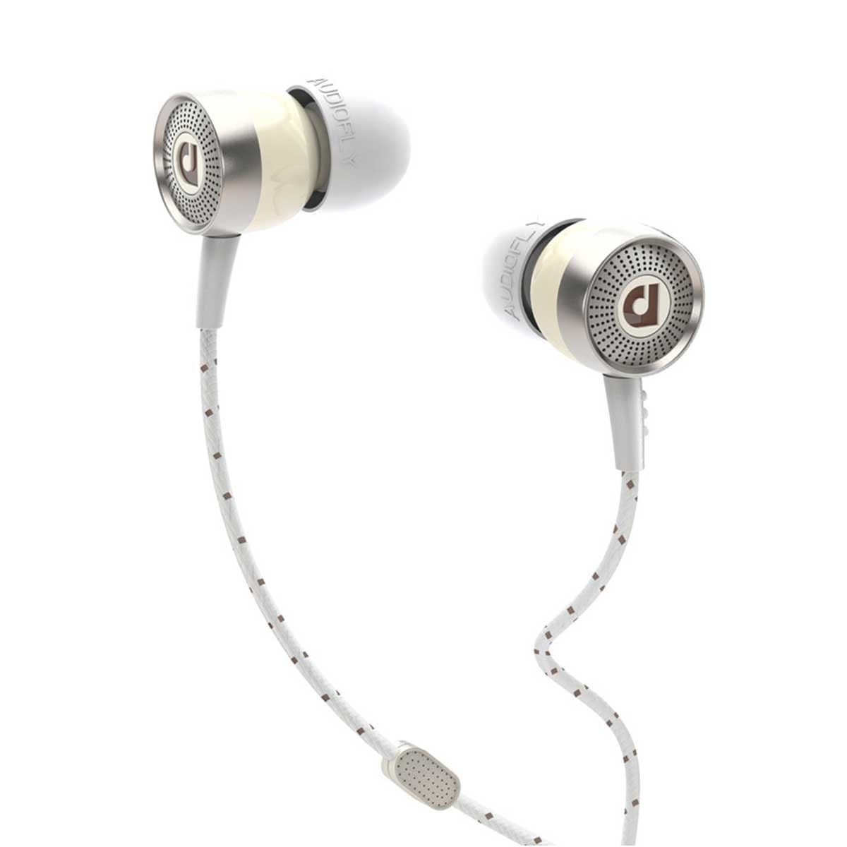 Audiofly I[fBItC / AF45 Bakelite White In-Ear Headphones Clear-Talk Mic Cz