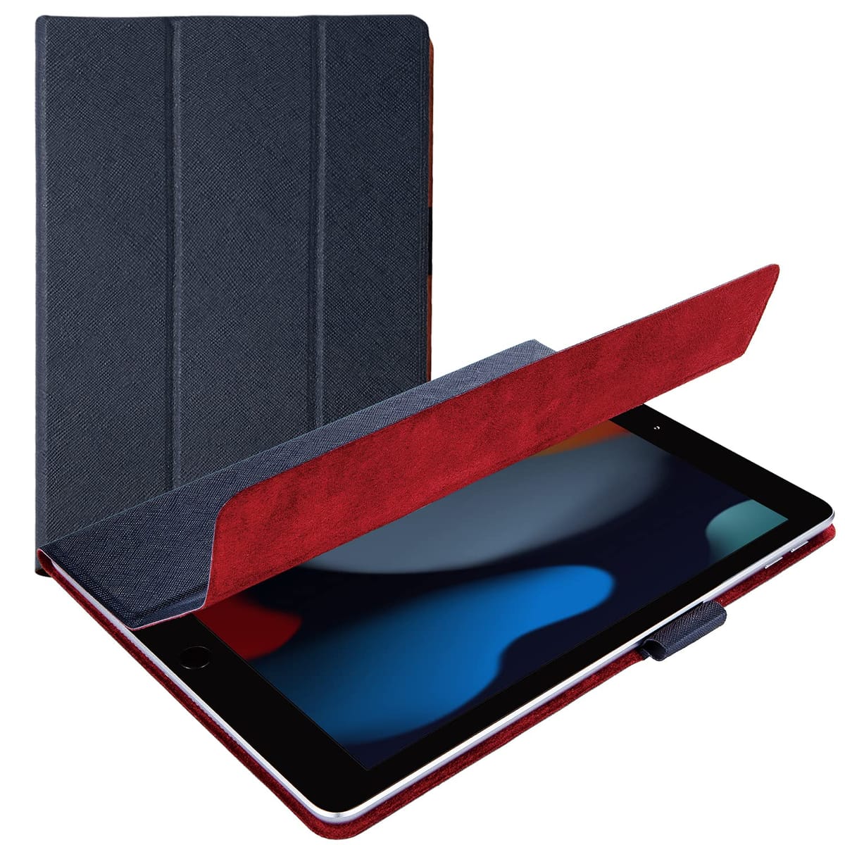 エレコム iPad 10.2 第9世代(2021年) 第8世代(2020年) 第7世代(2019年)対応 ケース フラップケース イタリア製高級ソフトレザー 2アングル 薄型 ネイビー TB-A19RWDTNV