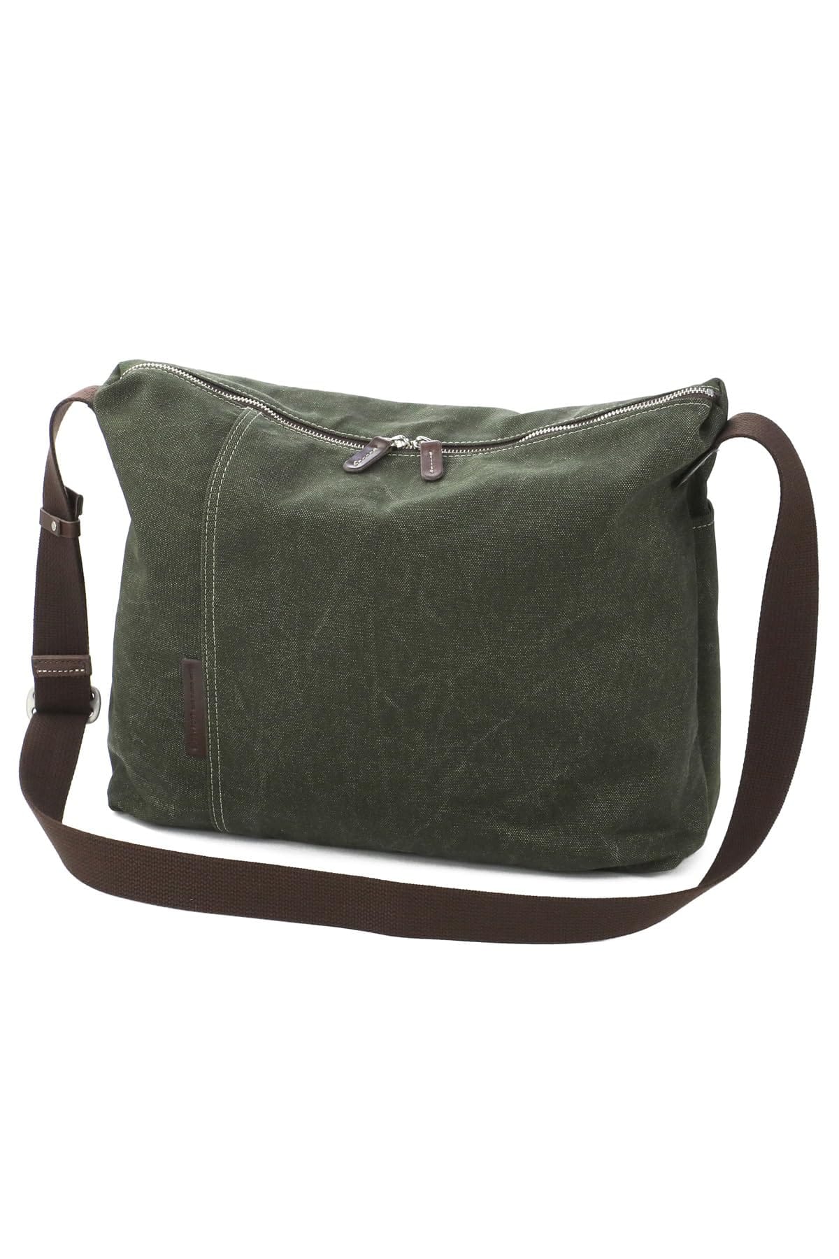 [バギーポート] ショルダーバッグ 8号帆布カラーコーティング メンズ 大 カーキ BP-YNM1304-KH