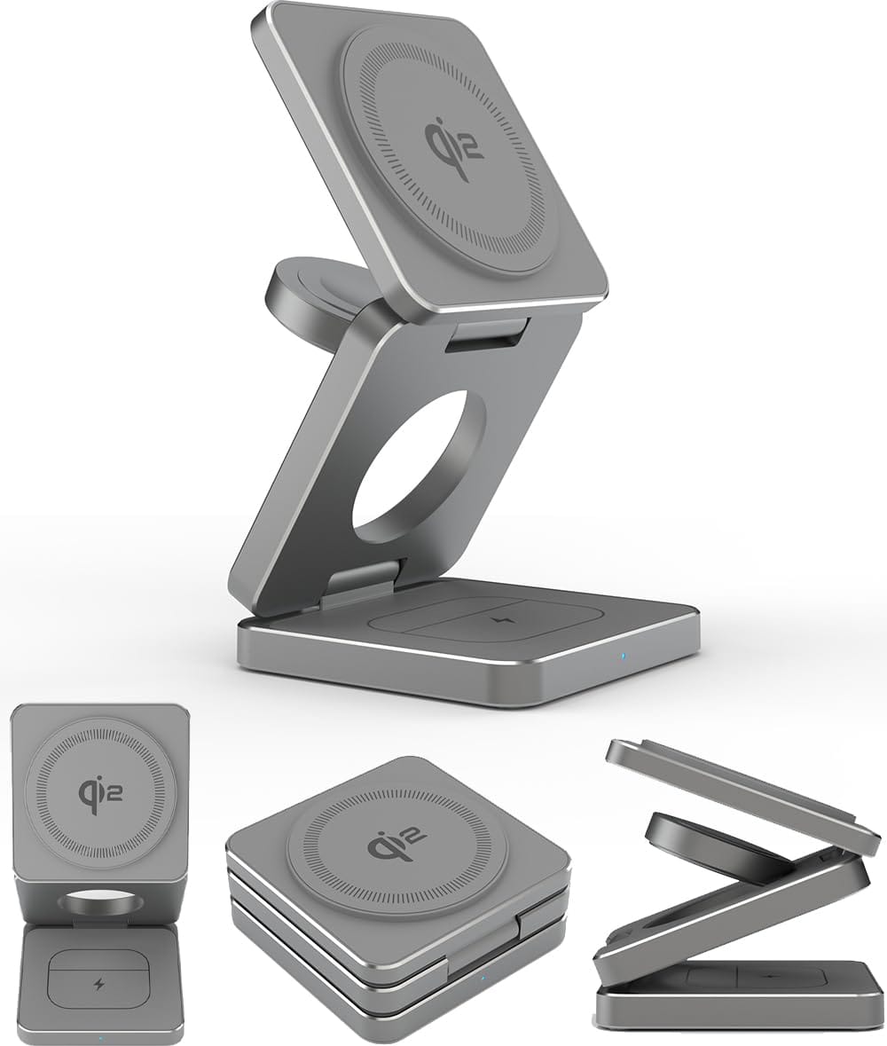 MagCharger 3in1 MagSafe対応のワイヤレス充電機 Qi2認証済 iPhone/Apple Watch/AirPodsなど同時に3つのデバイスを高速充電 iPhone 16/15/14/13/12/Qi2対応スマートフォン(最大15W高