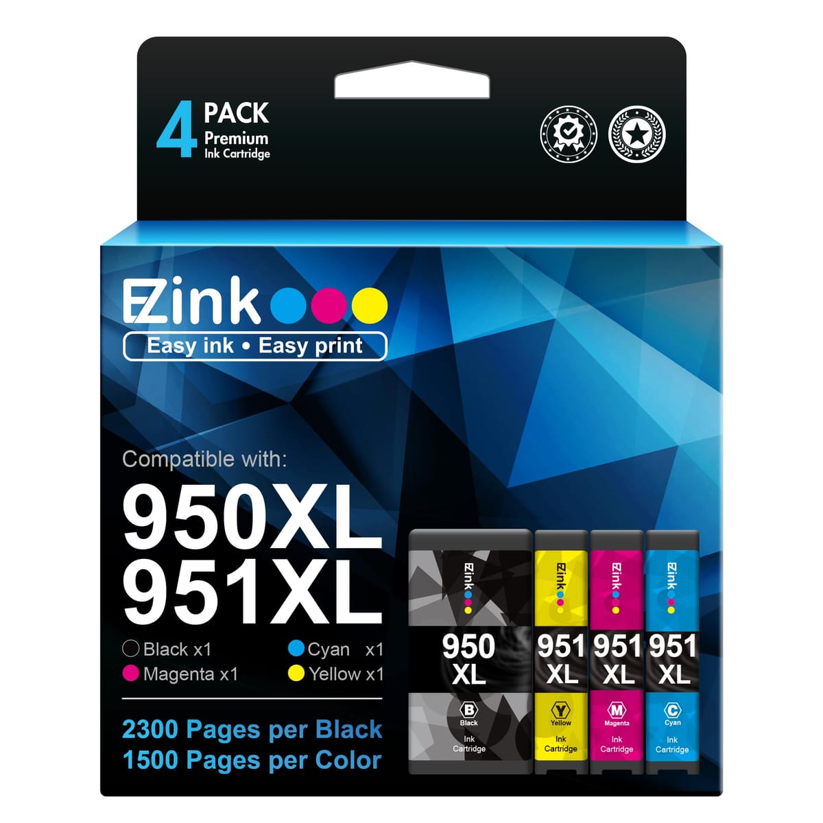 E-Z Ink互換インクカートリッジ。HP 950XL 951XL 950 XL 951 XLの交換用。OfficeJet Pro 8100 8610 8600 8615 8620 8625 276dw 251dw(ブラック1個、シアン1個、マゼンタ1個