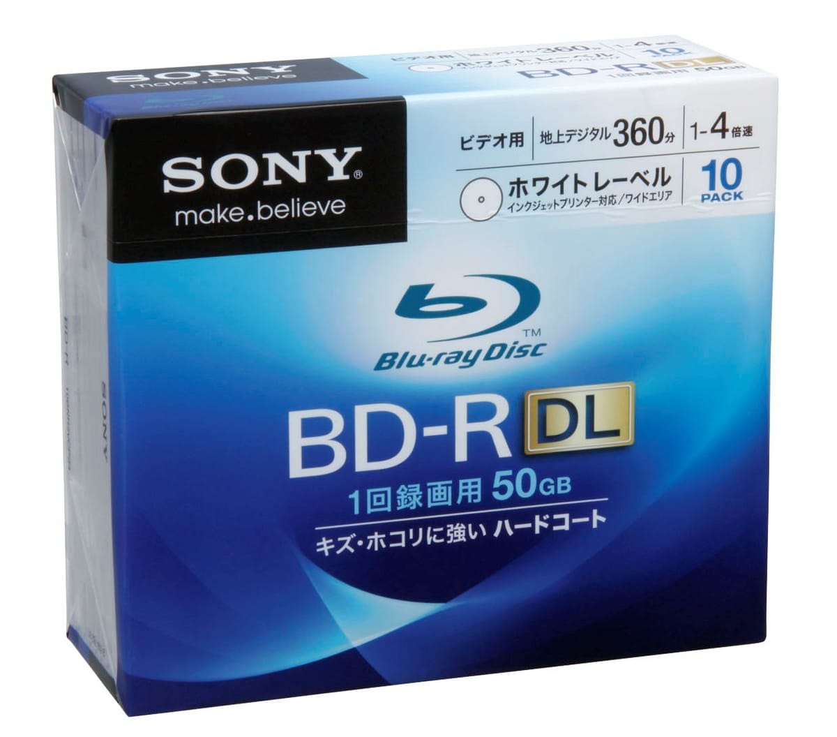 SONY 日本製 ビデオ用BD-R 追記型 片面2層50GB 4倍速 ホワイトプリンタブル 10枚パック 10BNR2VCPS4