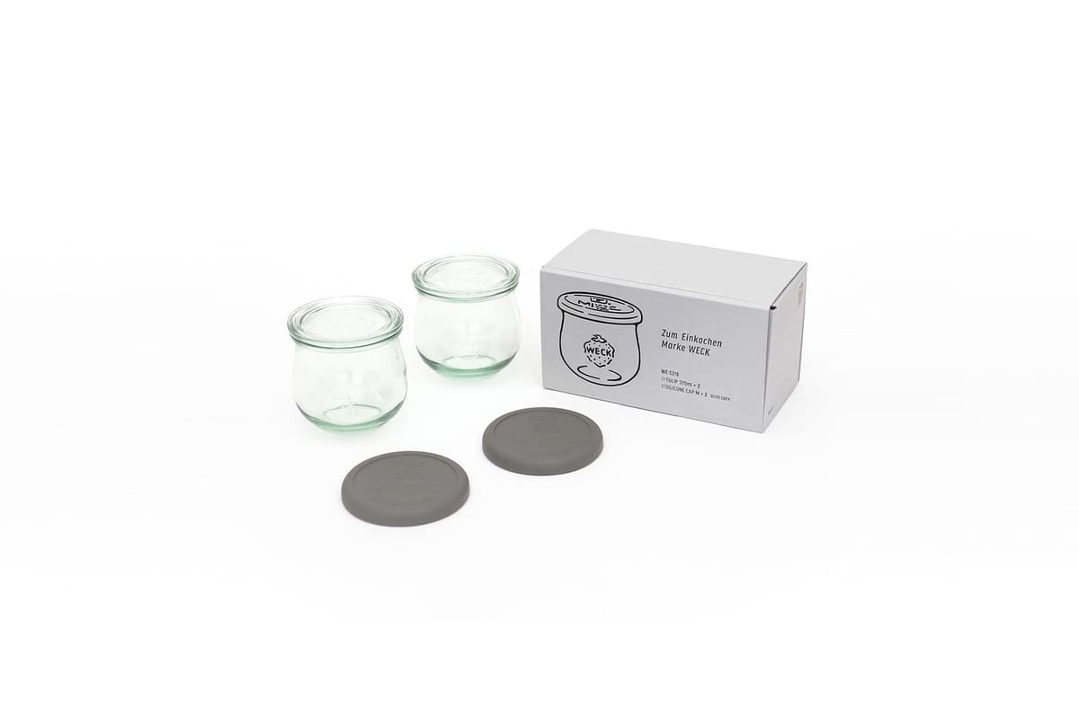 å(Weck) WECK GIFTBOX(TULIP 370mlx2/SILICONE CAP M OliveGreyx2 SET)W...