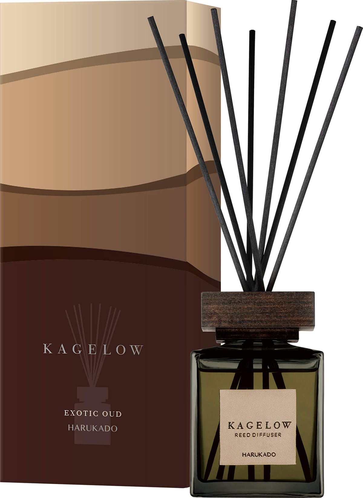 晴香堂(Harukado) (harukado) リードディフューザー KAGELOW カゲロウ Exotic oud エキゾチックウード 6257 280m スティック 日本製 ボトル ブラウン