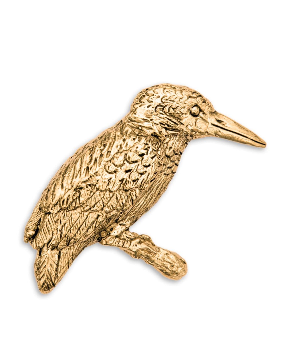 カワセミ イギリス製 アニマル アート ブローチ 22ct ゴールドプレート (鳥)