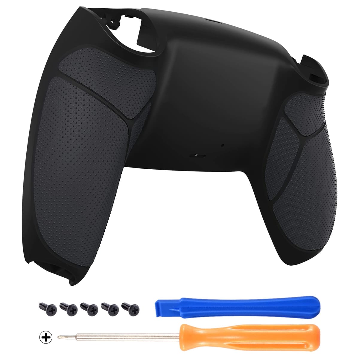 eXtremeRate ps5コントローラー用ラバライズドグリップカスタムバックハウジングボトムシェル、ps5コントローラー対応交換用バックシェルカバー【ブラック】