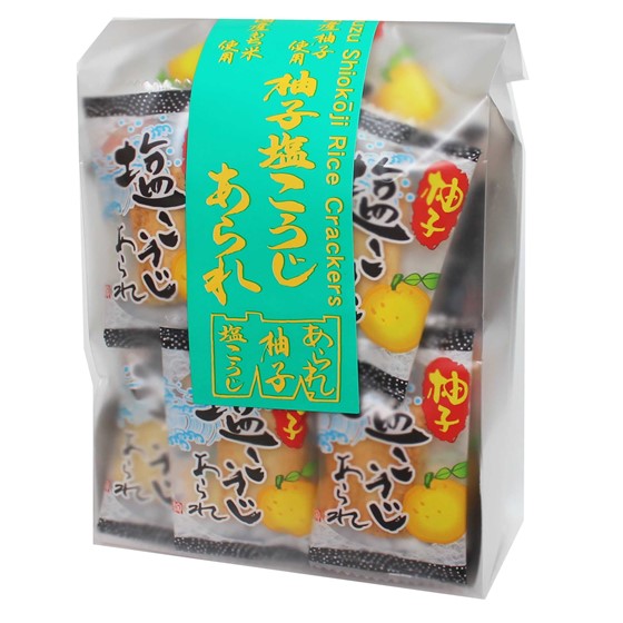 楽天おつまみと駄菓子の店 families-c【森白製菓】柚子塩こうじあられ 53g ×12袋　送料無料 おかき せんべい おつまみ 珍味 駄菓子 おやつ お酒のおとも 宴会 パーティー 忘年会 納会 個包装 ※沖縄・離島お届け不可