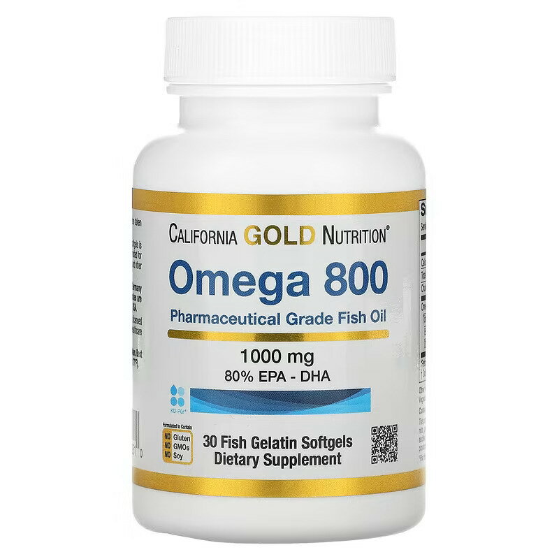 California Gold Nutrition オメガ800 超濃縮オメガ3フィッシュオイル EPA DHA 80％ 1000mg フィッシュゼラチンソフトジェル30粒のサムネイル