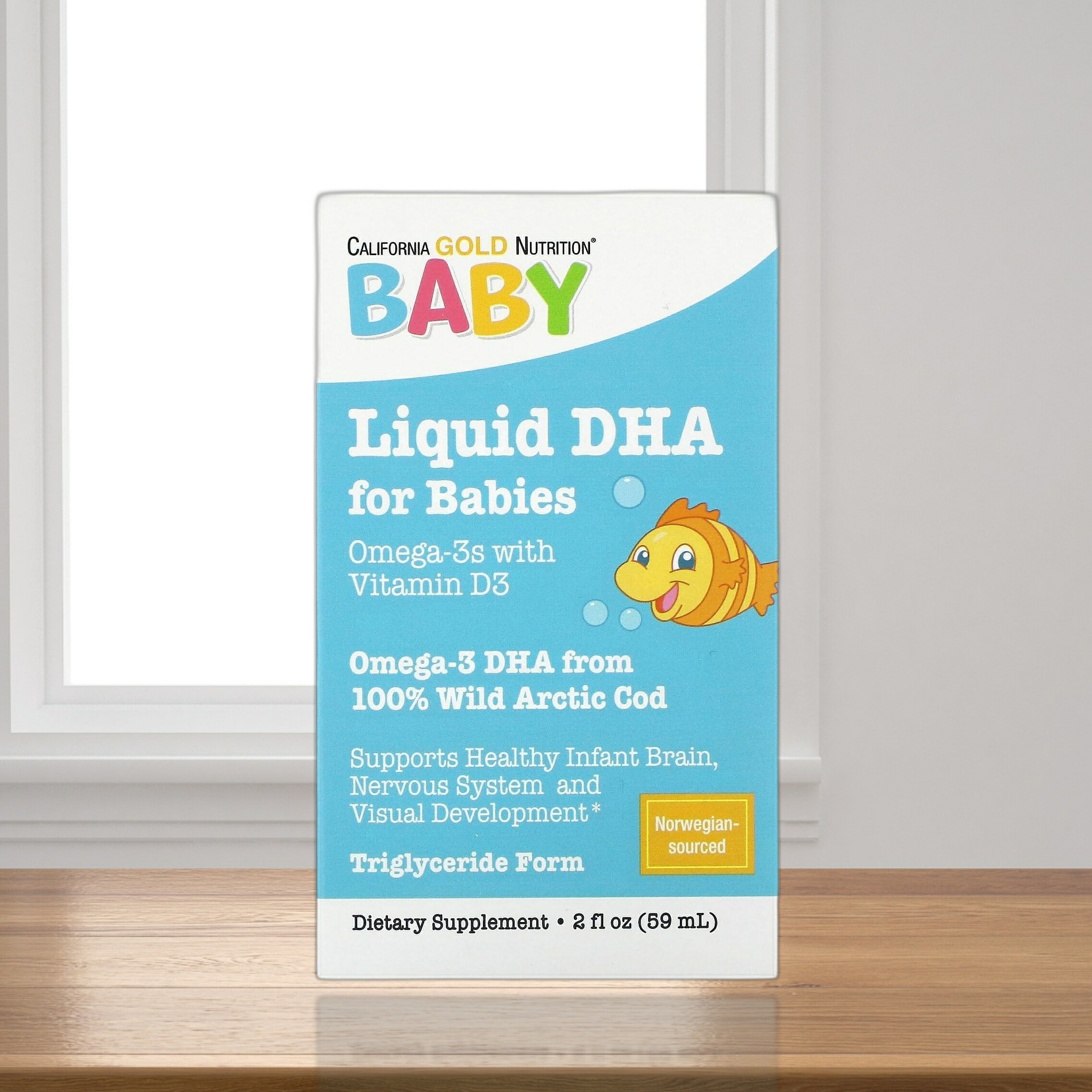 California Gold Nutrition, ベビー用DHA、ビタミンD3配合オメガ3、1,050mg、59ml（2液量オンス）のサムネイル